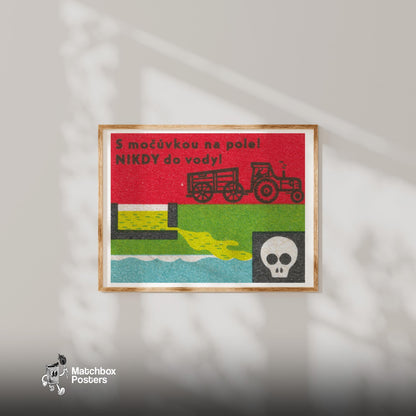 Dumping Waste Kills - vintage matchbox label print - bedroom mockup