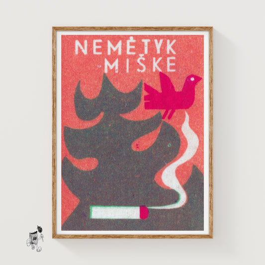Don't Drop In Forest - vintage matchbox label print