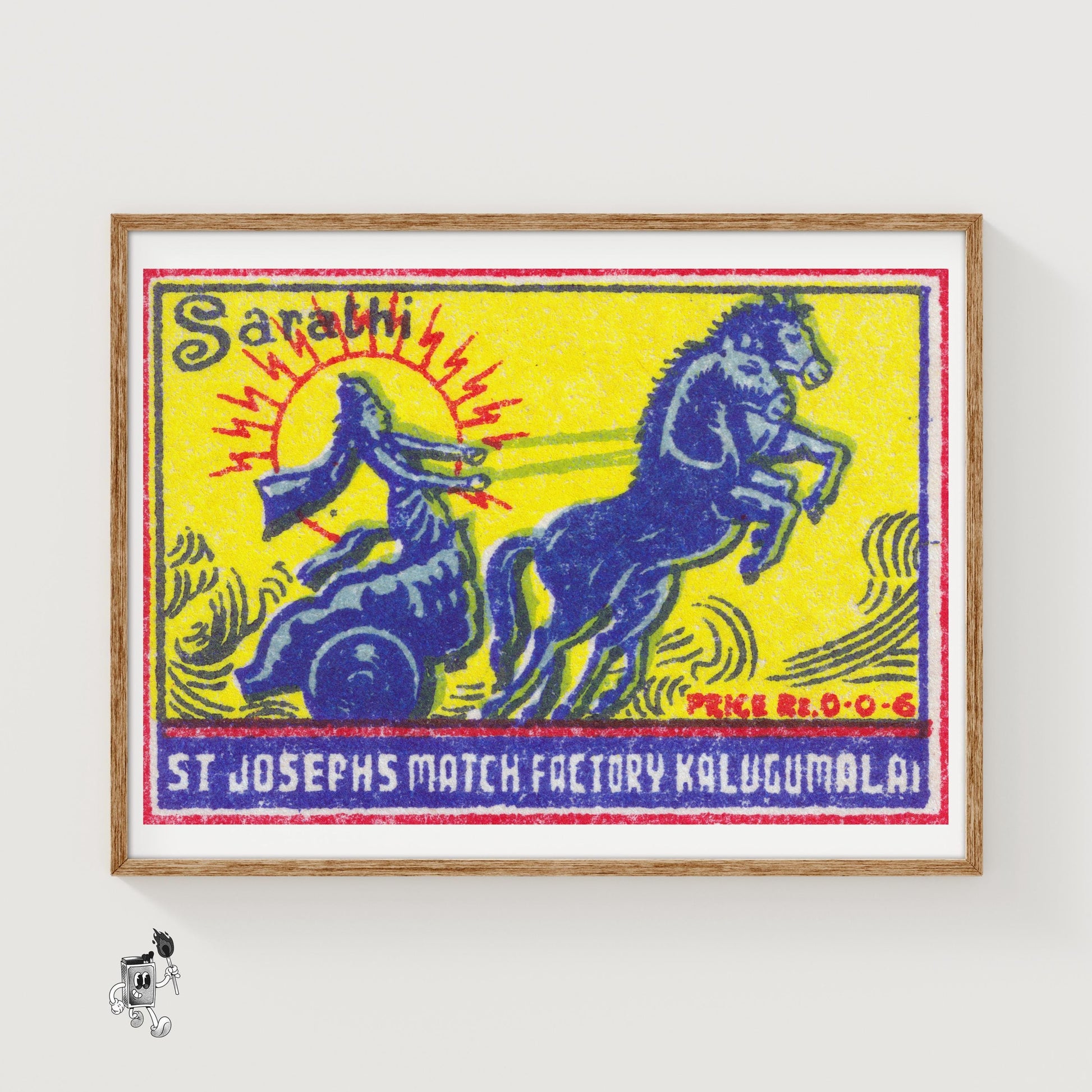 Goddess on Chariot - vintage matchbox label print