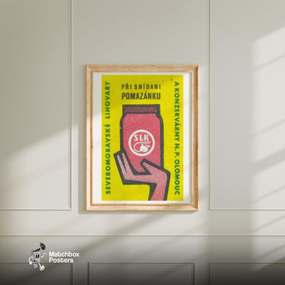 Red Jar: Vintage Czech - vintage matchbox label print - bedroom mockup