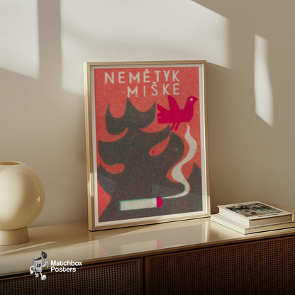 Don't Drop In Forest - vintage matchbox label print - size comparison