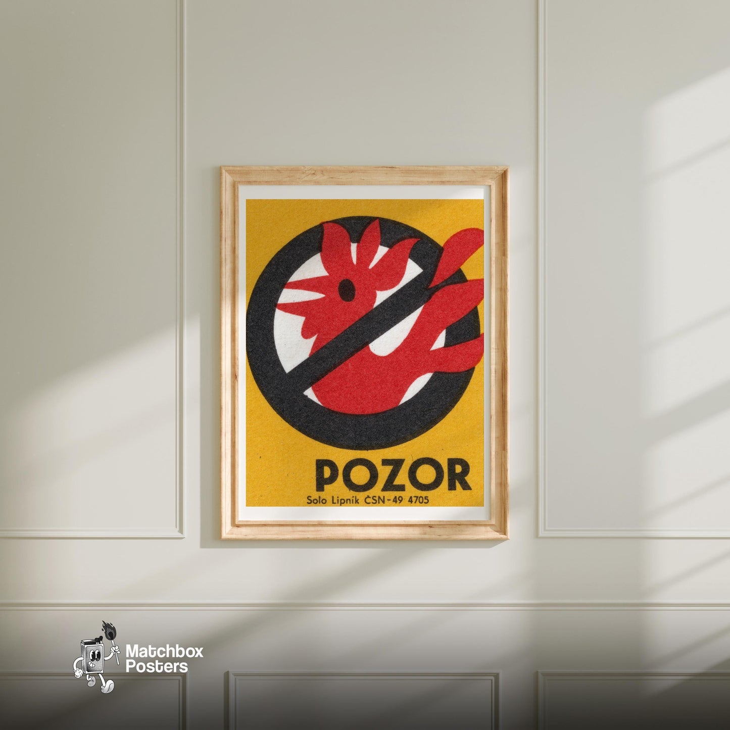 Red Rooster - vintage matchbox label print - bedroom mockup