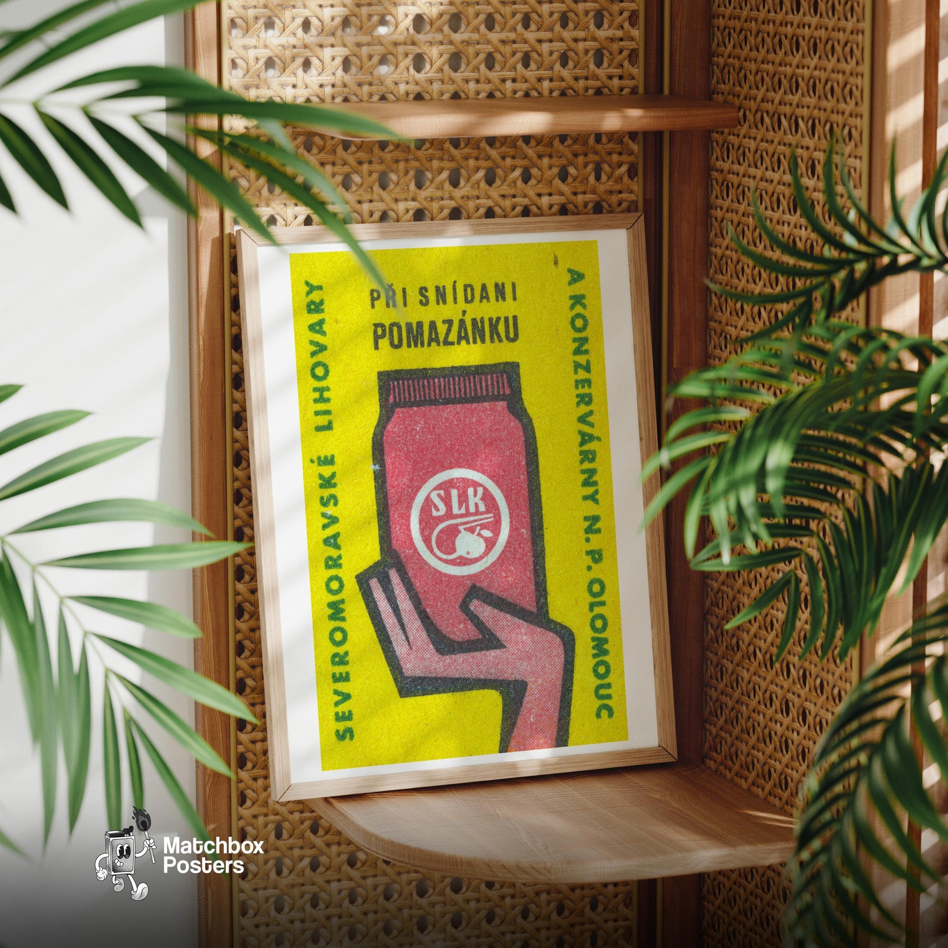 Red Jar: Vintage Czech - vintage matchbox label print - office wall