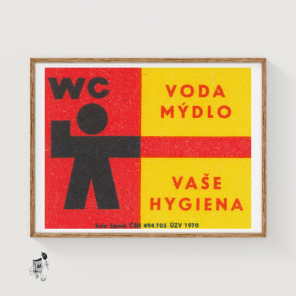 Soap and Water Hygiene - vintage matchbox label print