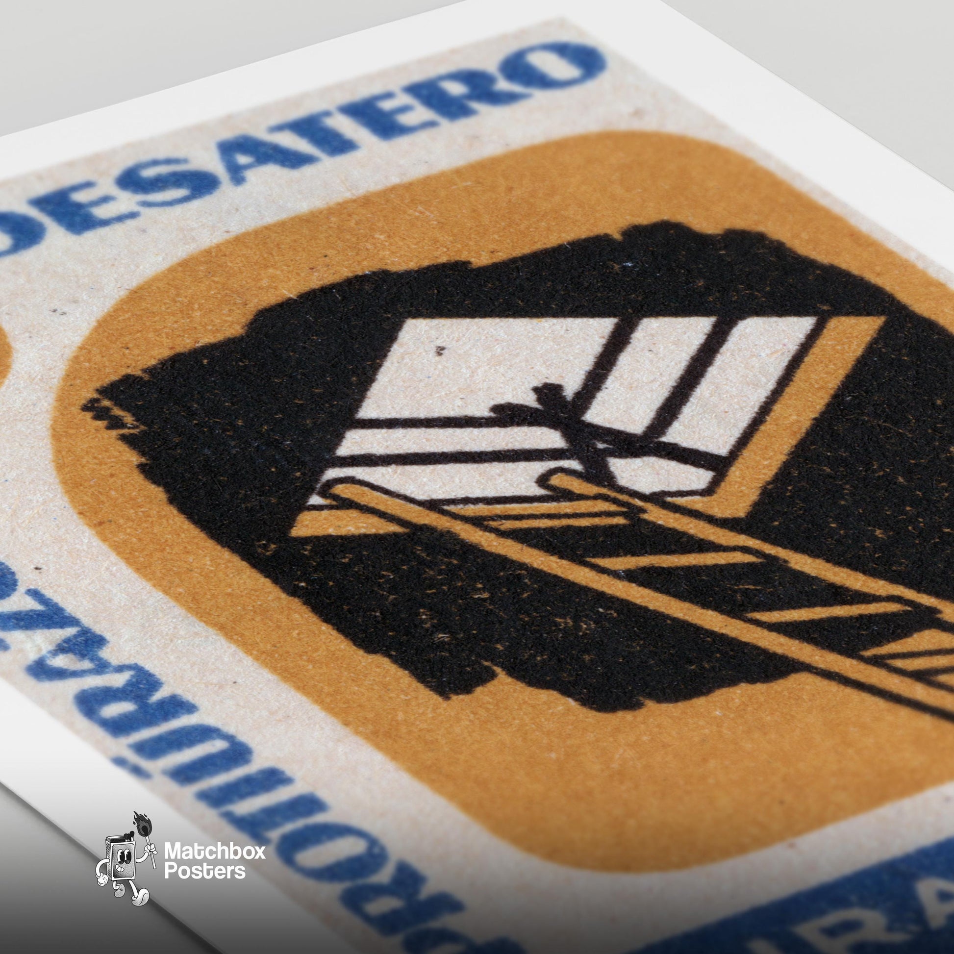 Beware Deep Pits - vintage matchbox label print - close-up detail