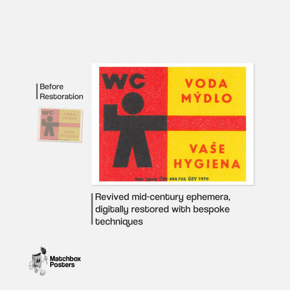 Soap and Water Hygiene - vintage matchbox label print - framed wall art preview