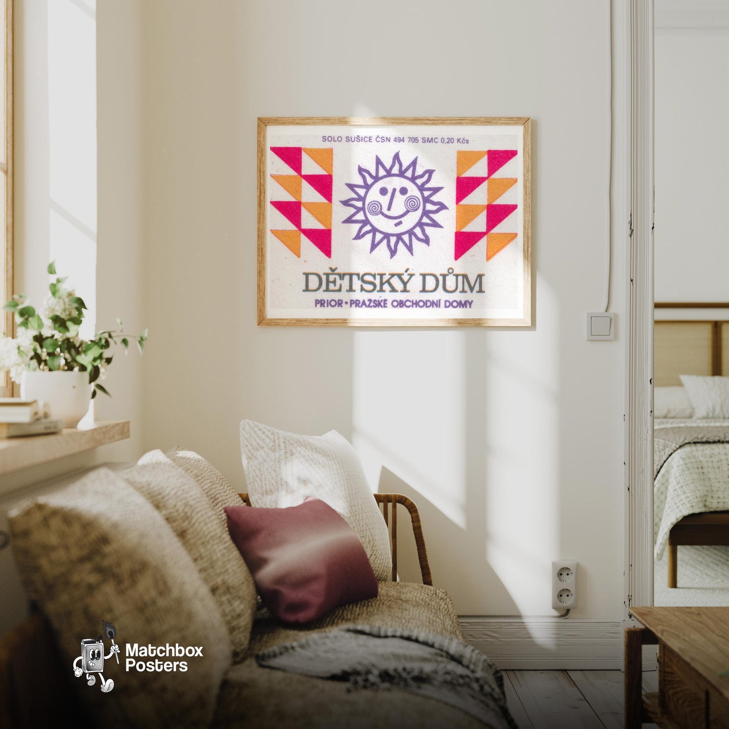 Children's Home - vintage matchbox label print - living room mockup