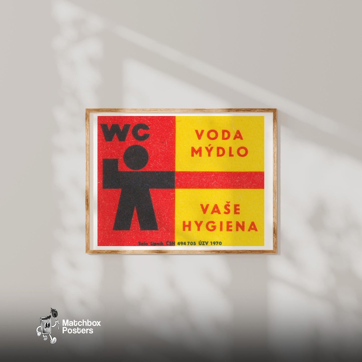 Soap and Water Hygiene - vintage matchbox label print - bedroom mockup