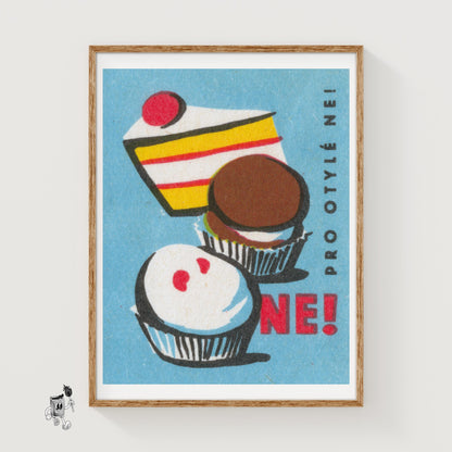 Cake and Cupcakes - vintage matchbox label print