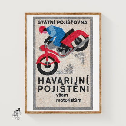 Motrocycle Crash - vintage matchbox label print