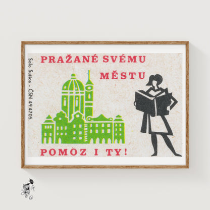 Help the City! - vintage matchbox label print