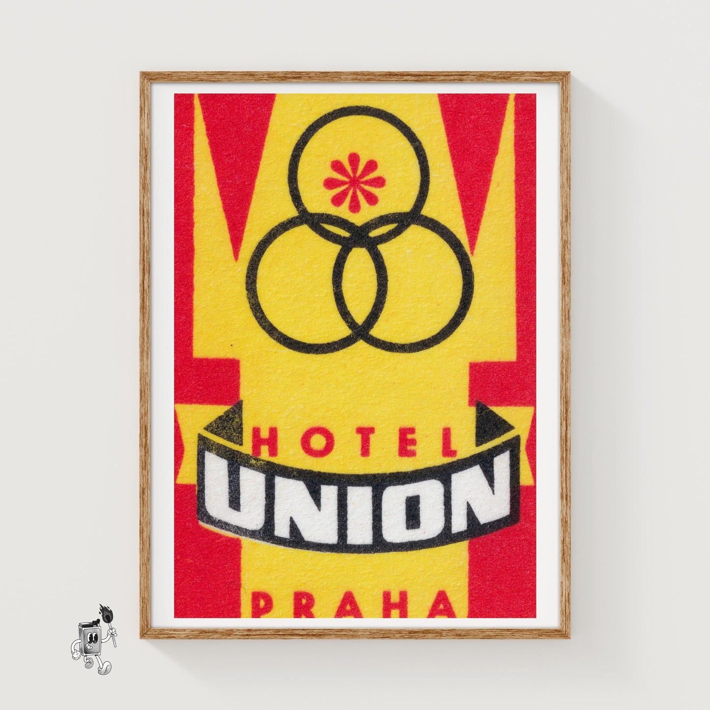 Hotel Union Prague - vintage matchbox label print