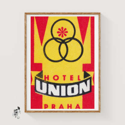 Hotel Union Prague - vintage matchbox label print