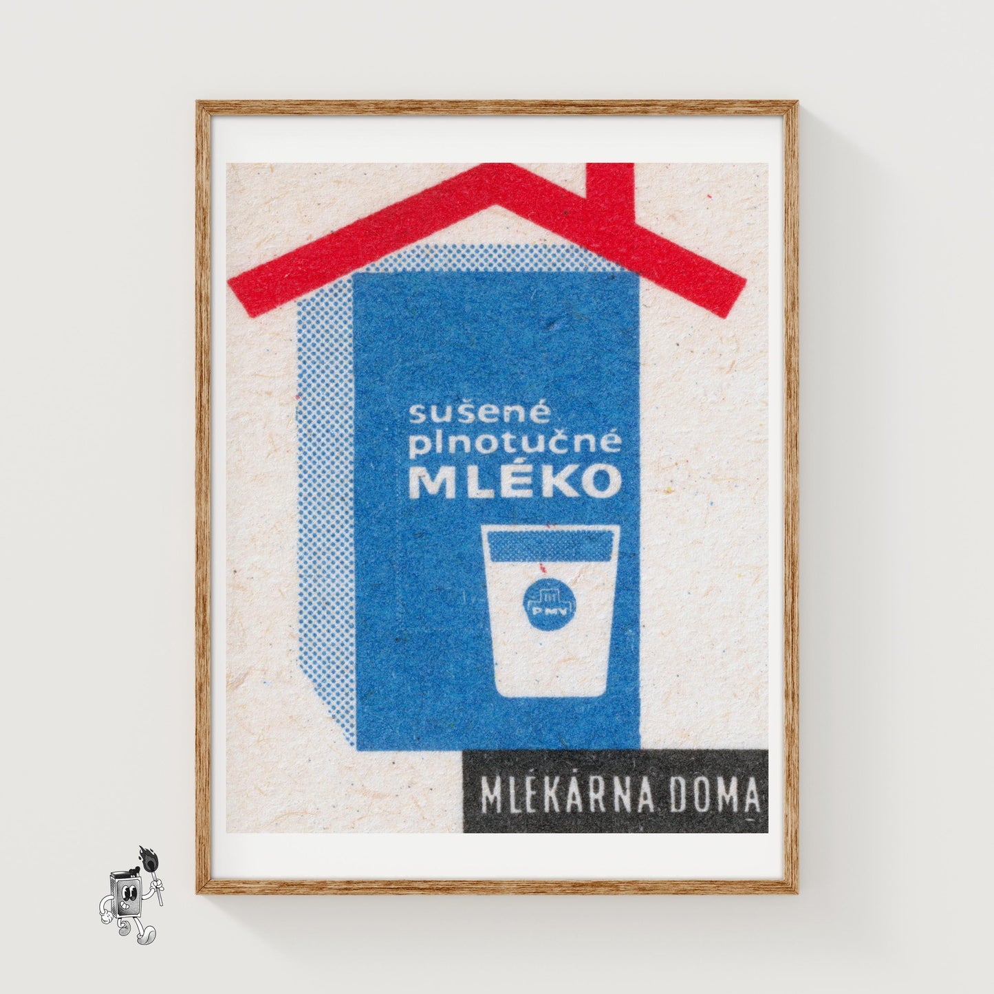 Glass Of Milk - vintage matchbox label print