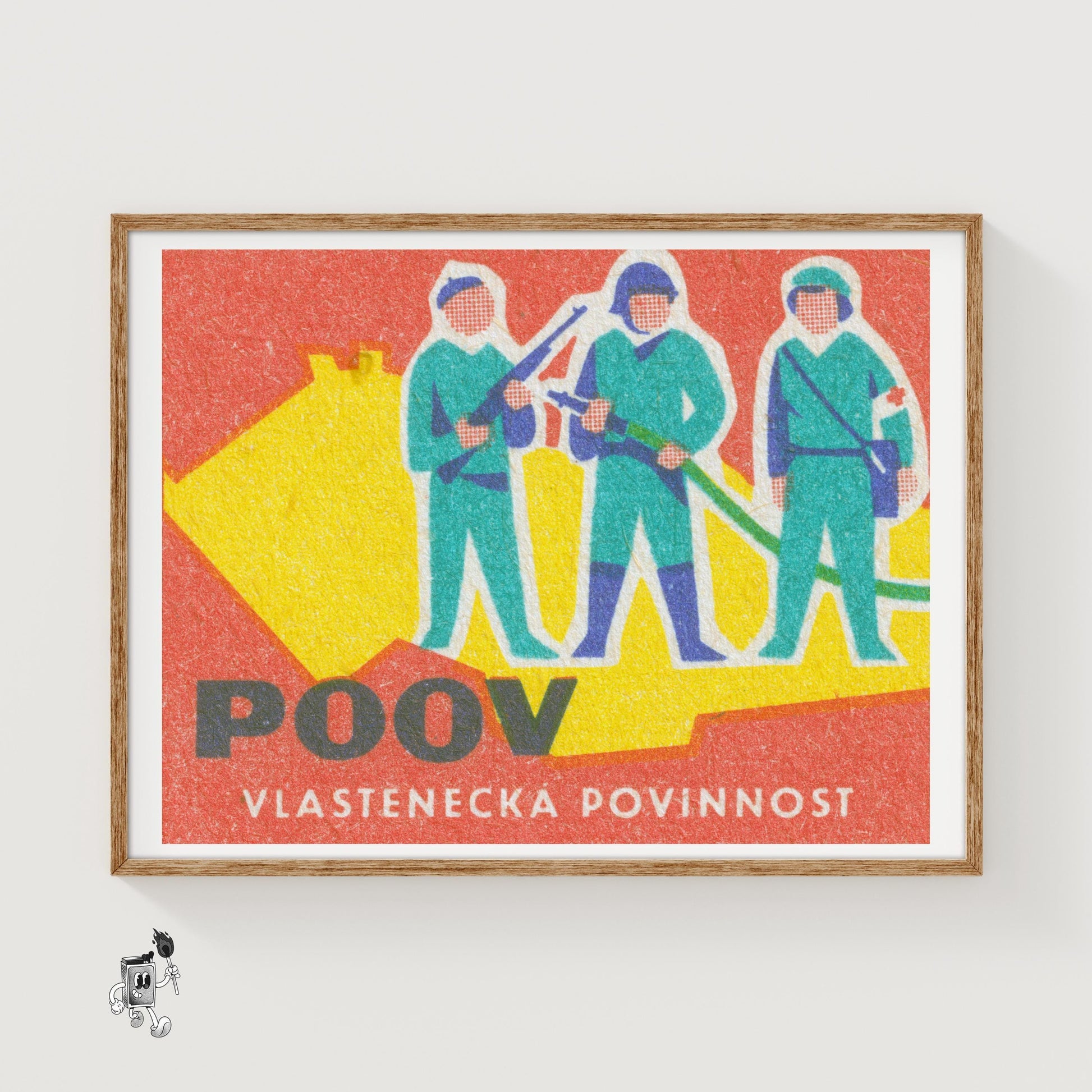 Three Soldiers - vintage matchbox label print