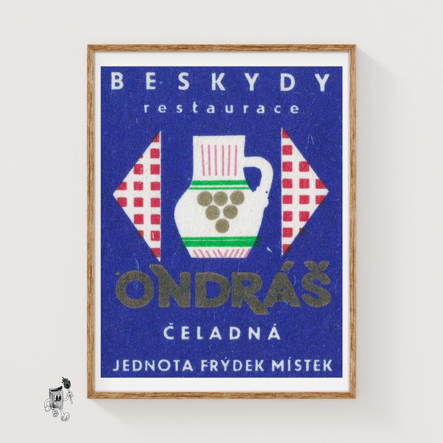 Decorative Jug - vintage matchbox label print