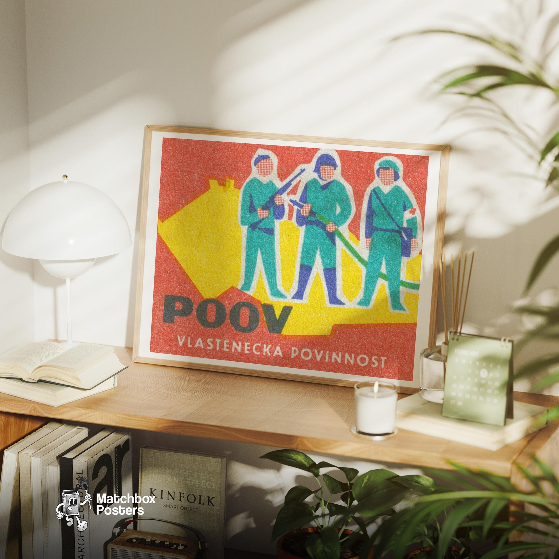 Three Soldiers - vintage matchbox label print - office wall