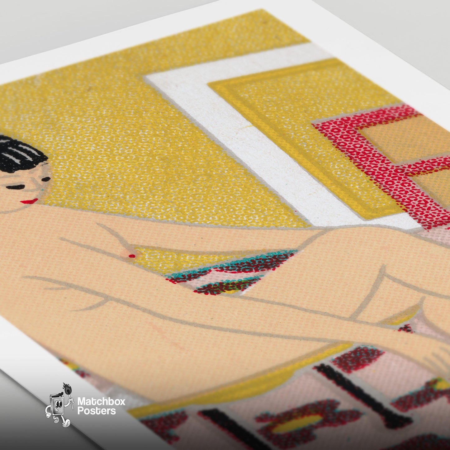 Japanese Woman - vintage matchbox label print - close-up detail