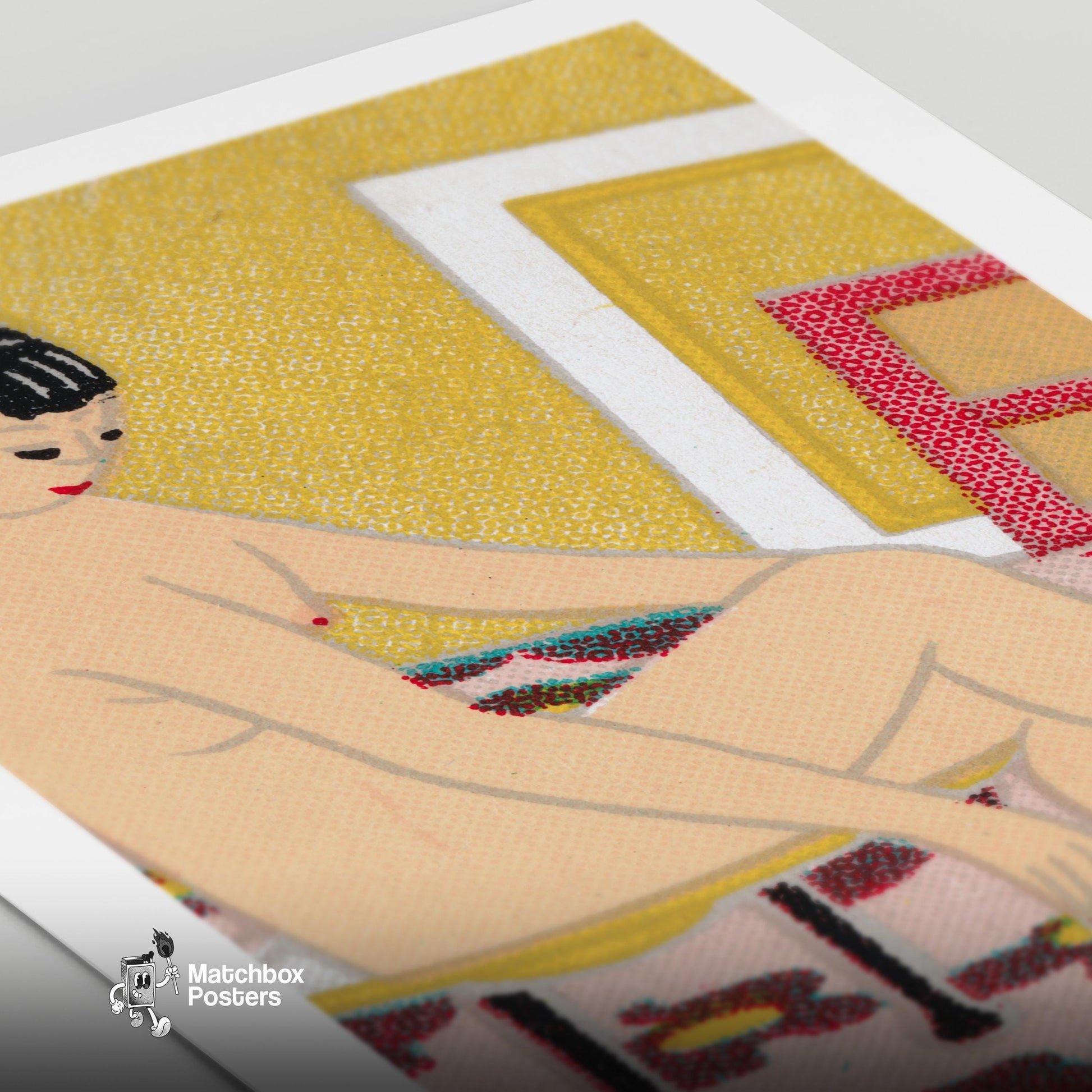 Japanese Woman - vintage matchbox label print - close-up detail
