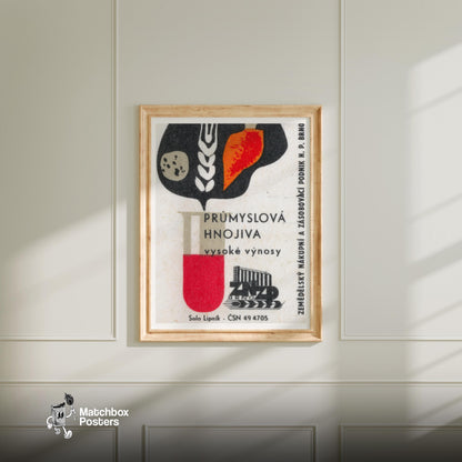 Industrial Fertilizers - vintage matchbox label print - bedroom mockup