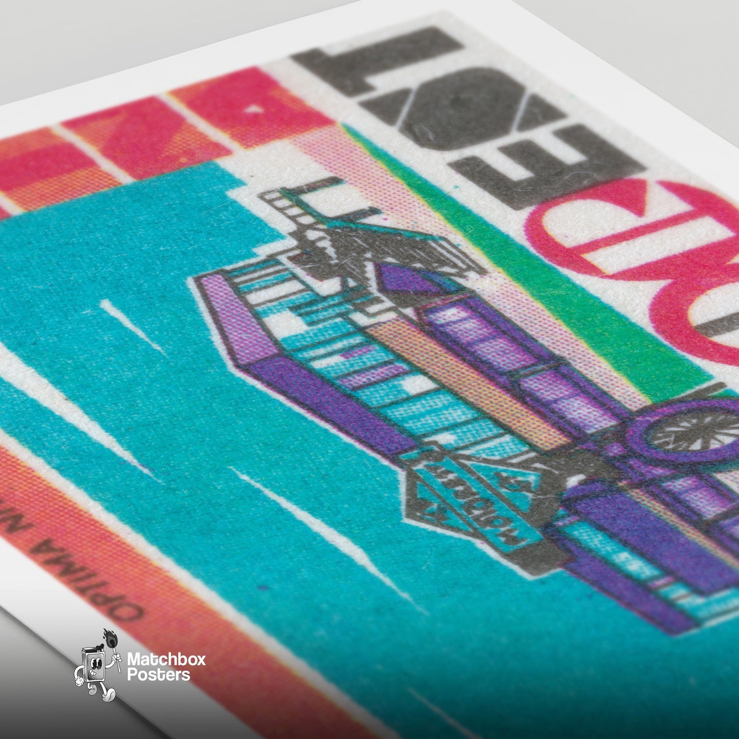 Purple Hotel - vintage matchbox label print - close-up detail