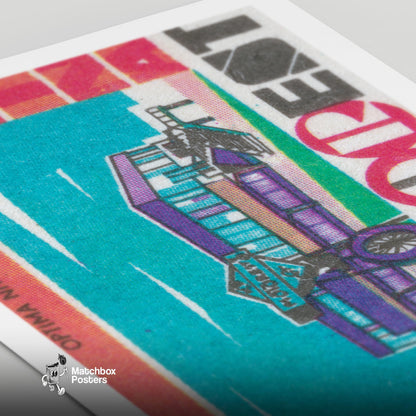 Purple Hotel - vintage matchbox label print - close-up detail
