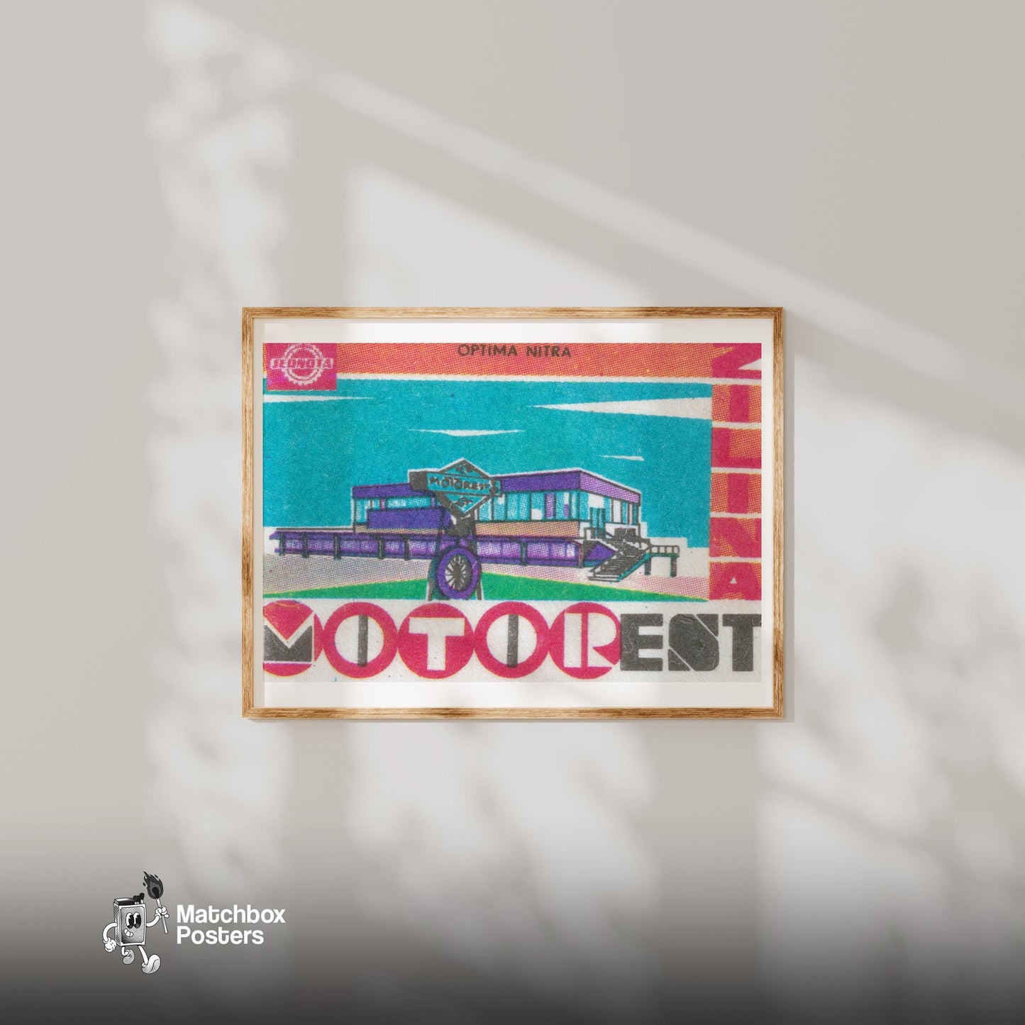 Purple Hotel - vintage matchbox label print - bedroom mockup