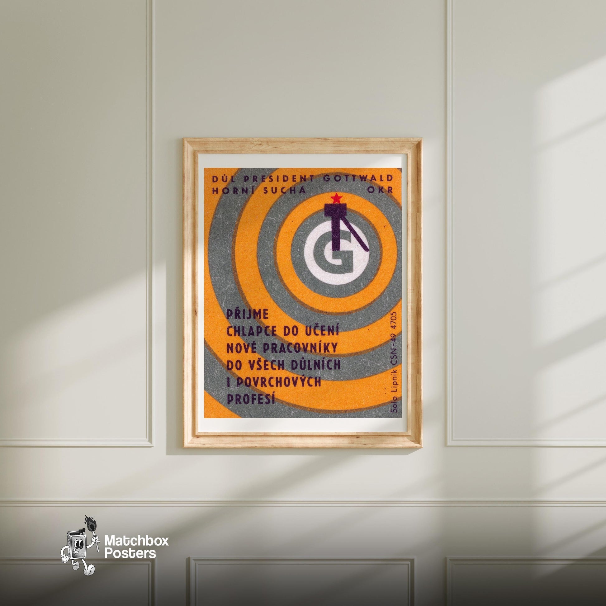 Recruit Boys For Apprenticeships - vintage matchbox label print - bedroom mockup