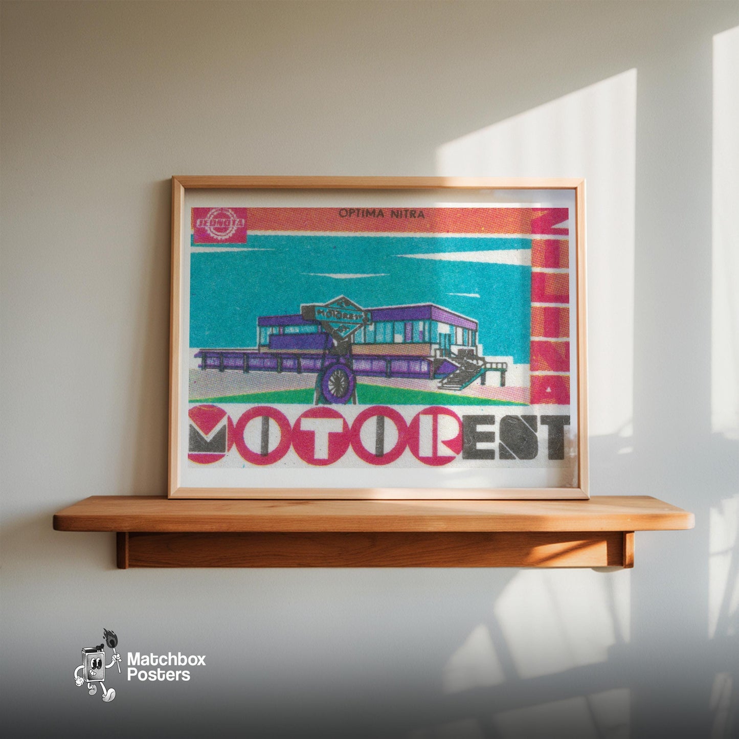 Purple Hotel - vintage matchbox label print - size comparison
