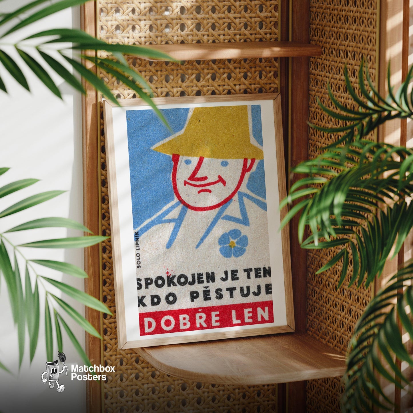 Man with Hat - vintage matchbox label print - office wall