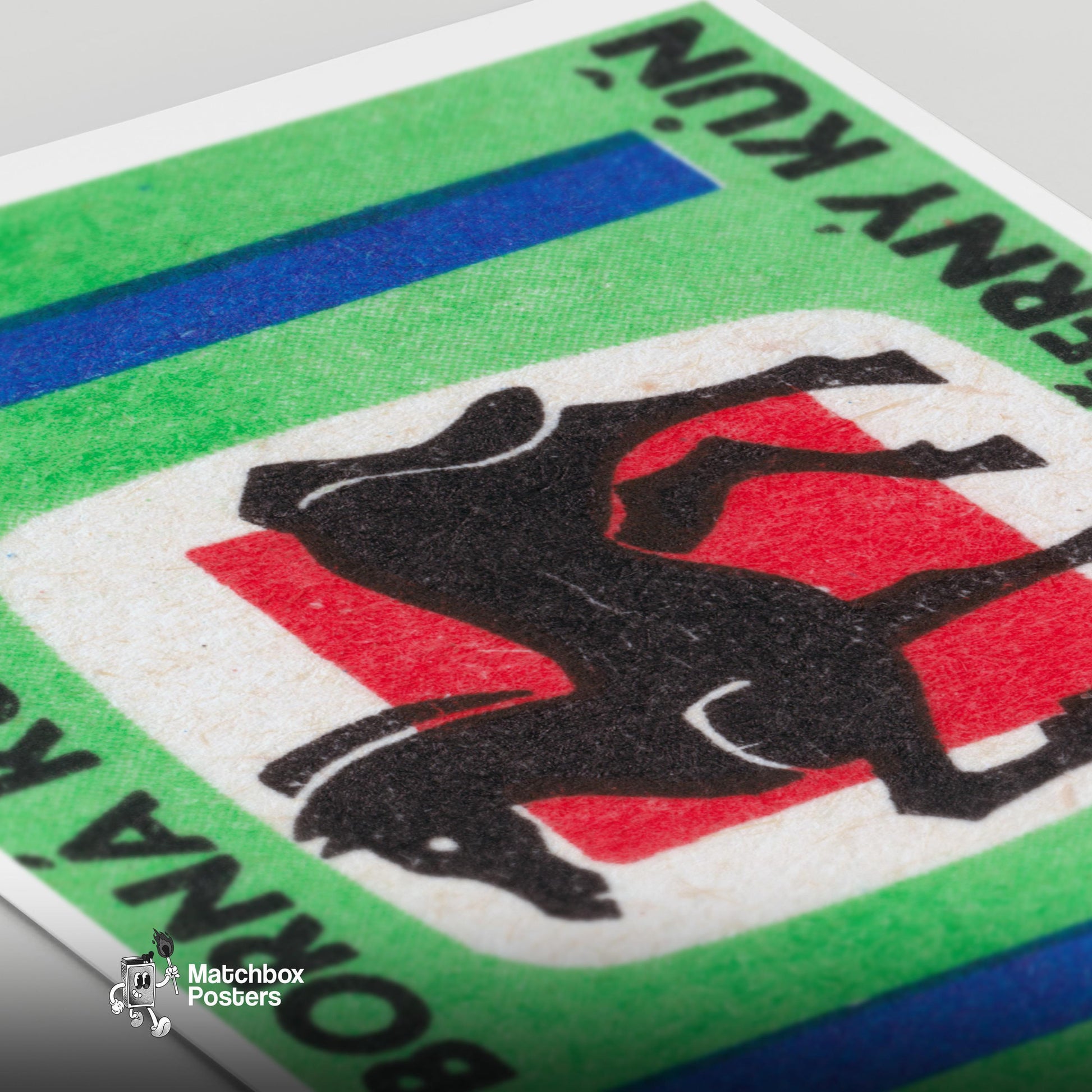 Black Horse - vintage matchbox label print - close-up detail