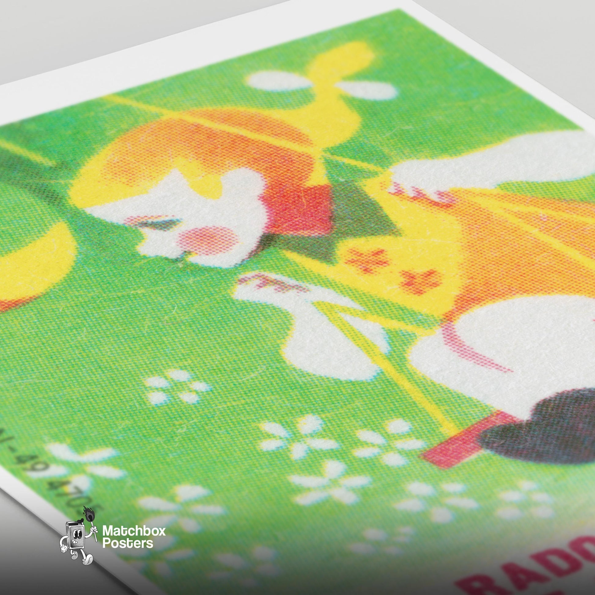 Child on Swing - vintage matchbox label print - close-up detail