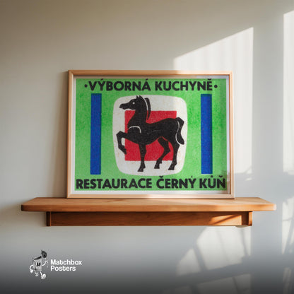Black Horse - vintage matchbox label print - size comparison