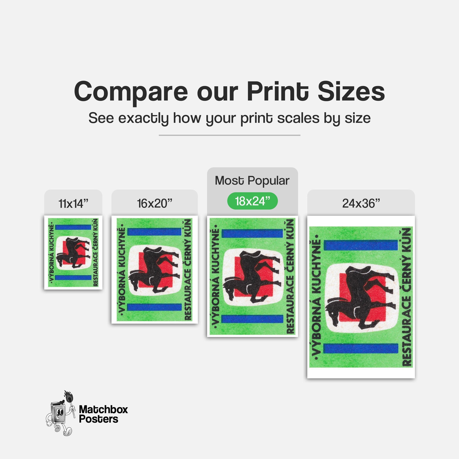 Black Horse - vintage matchbox label print - gallery wall preview