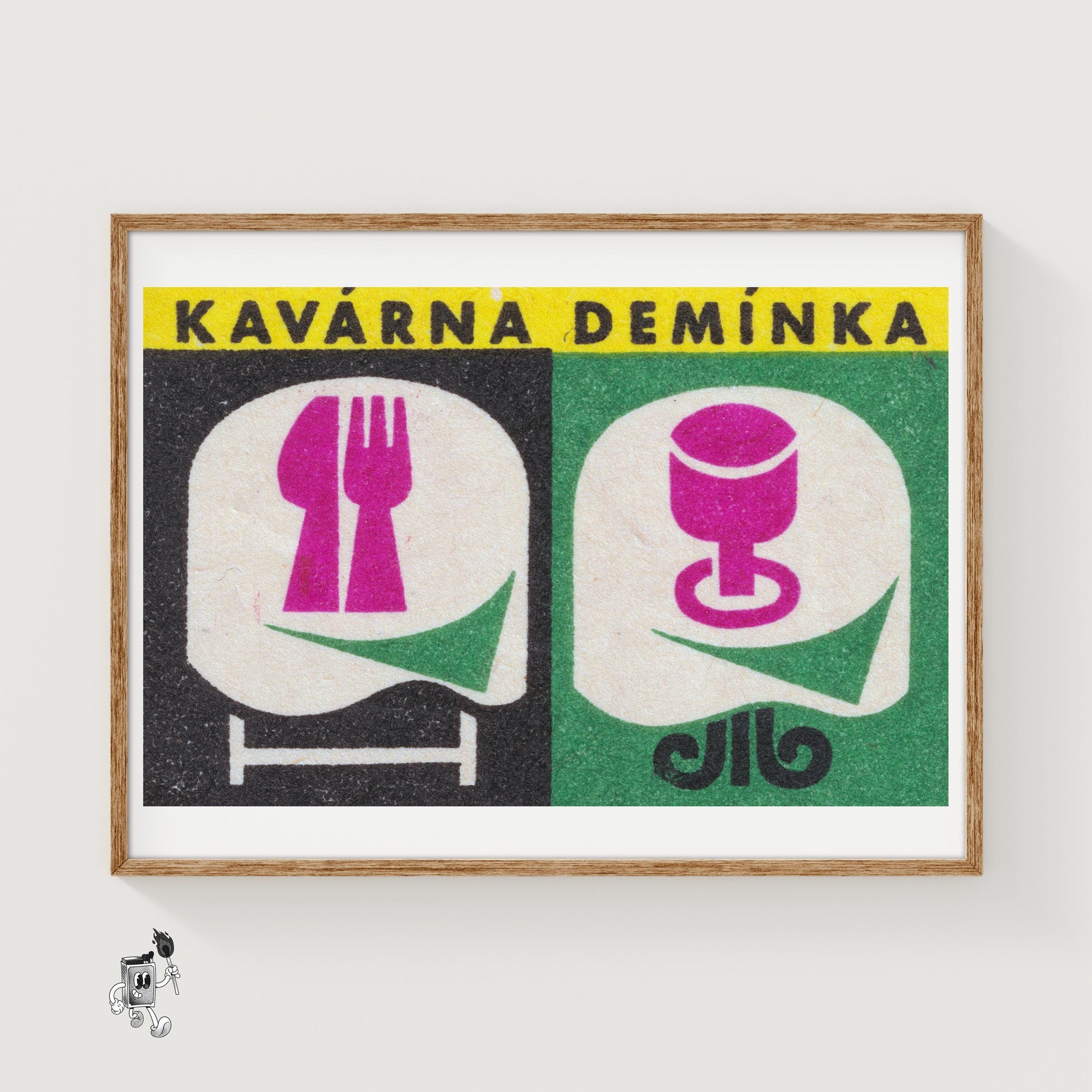 Cafe Deminka - vintage matchbox label print