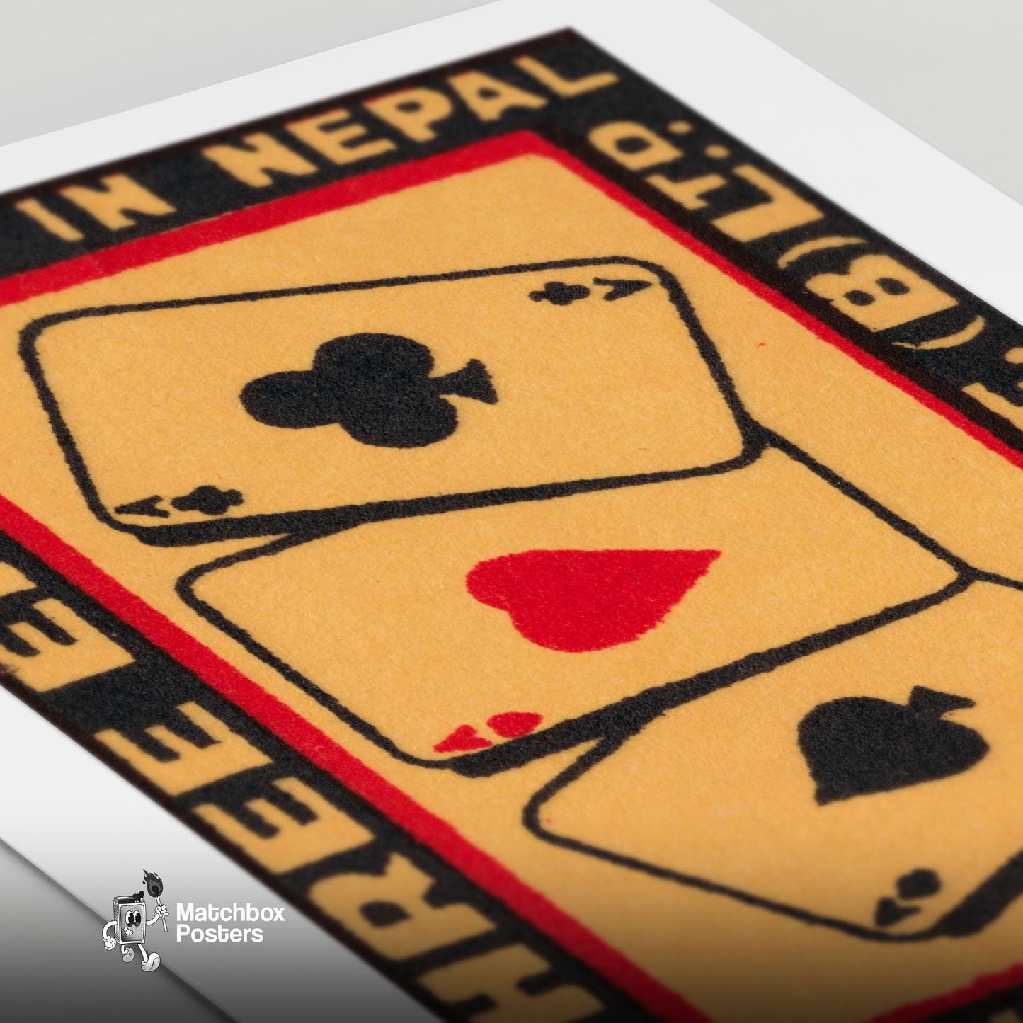 Three Cards - vintage matchbox label print - close-up detail
