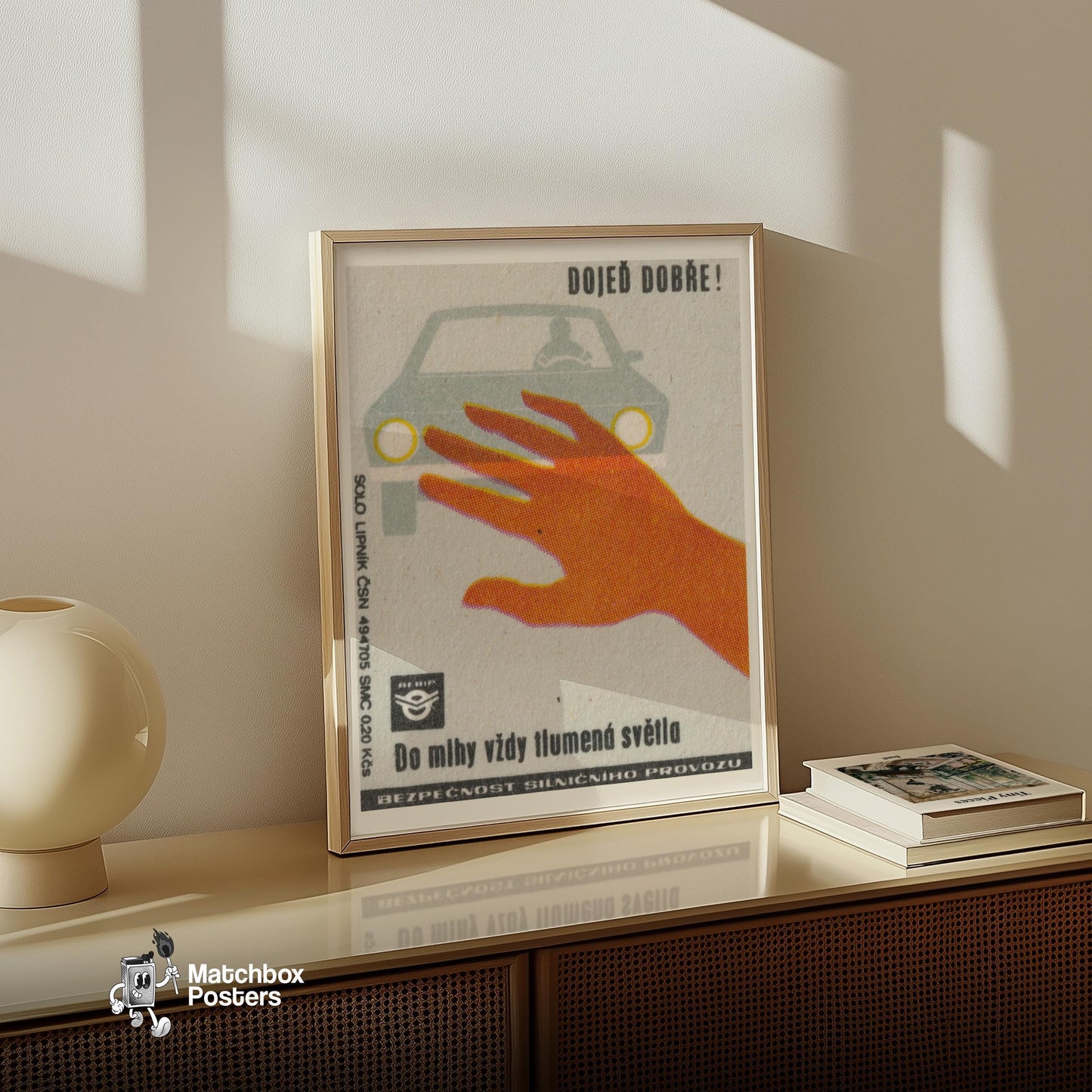 Dim Your Lights - vintage matchbox label print - size comparison