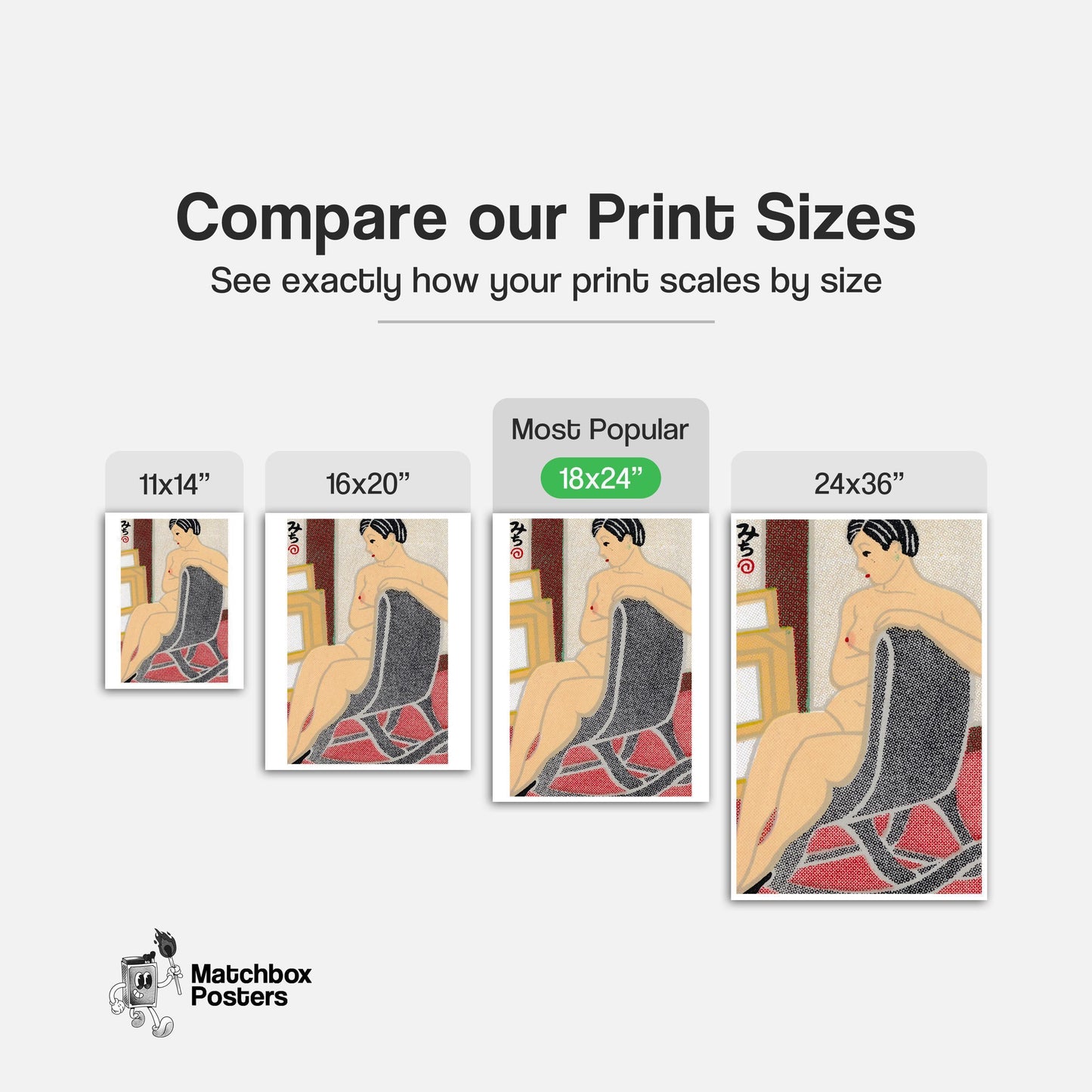 Lounging Woman - vintage matchbox label print - gallery wall preview