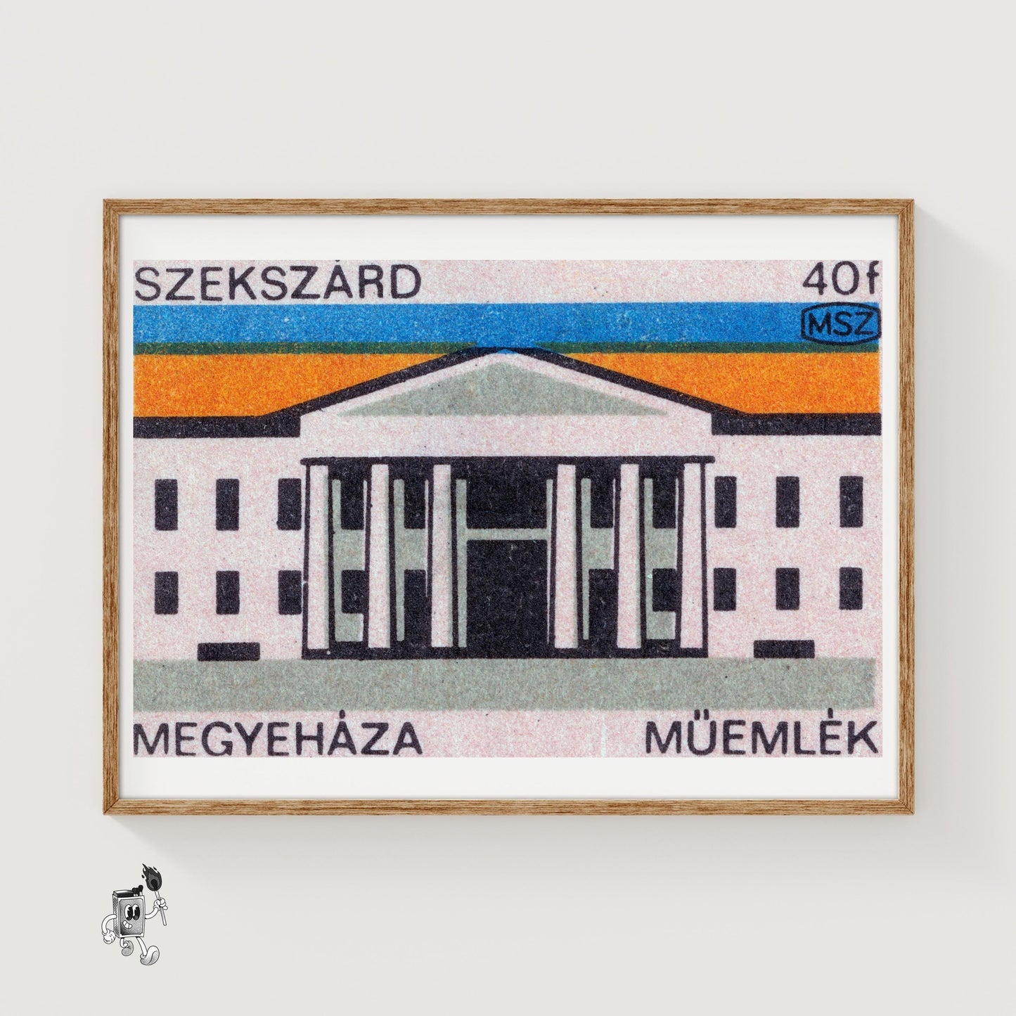 Illustration Of A Government Building - vintage matchbox label print