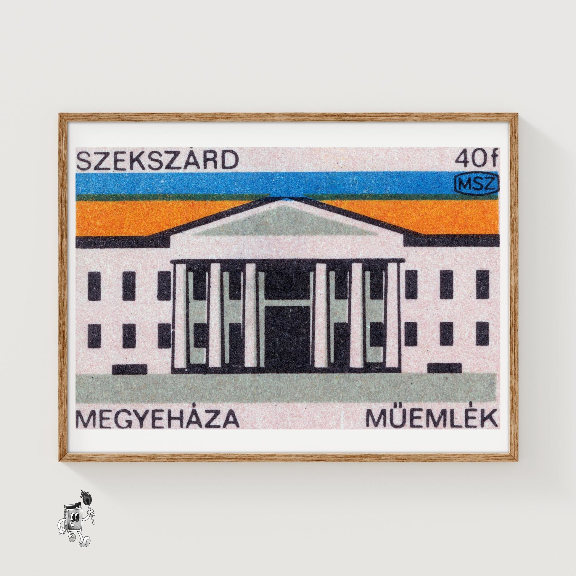 Illustration Of A Government Building - vintage matchbox label print