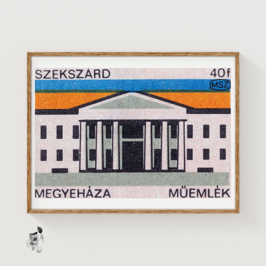 Illustration Of A Government Building - vintage matchbox label print