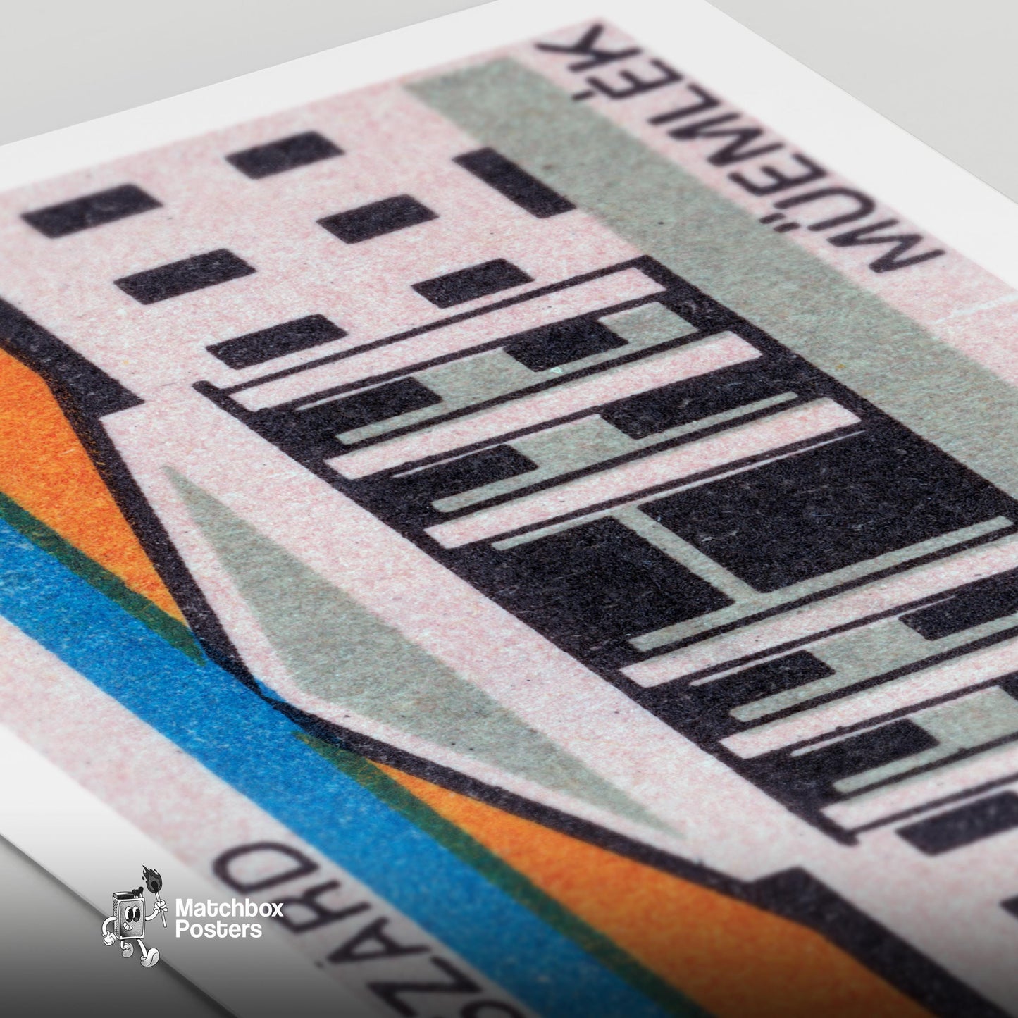 Illustration Of A Government Building - vintage matchbox label print - close-up detail