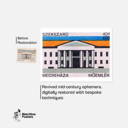 Illustration Of A Government Building - vintage matchbox label print - framed wall art preview