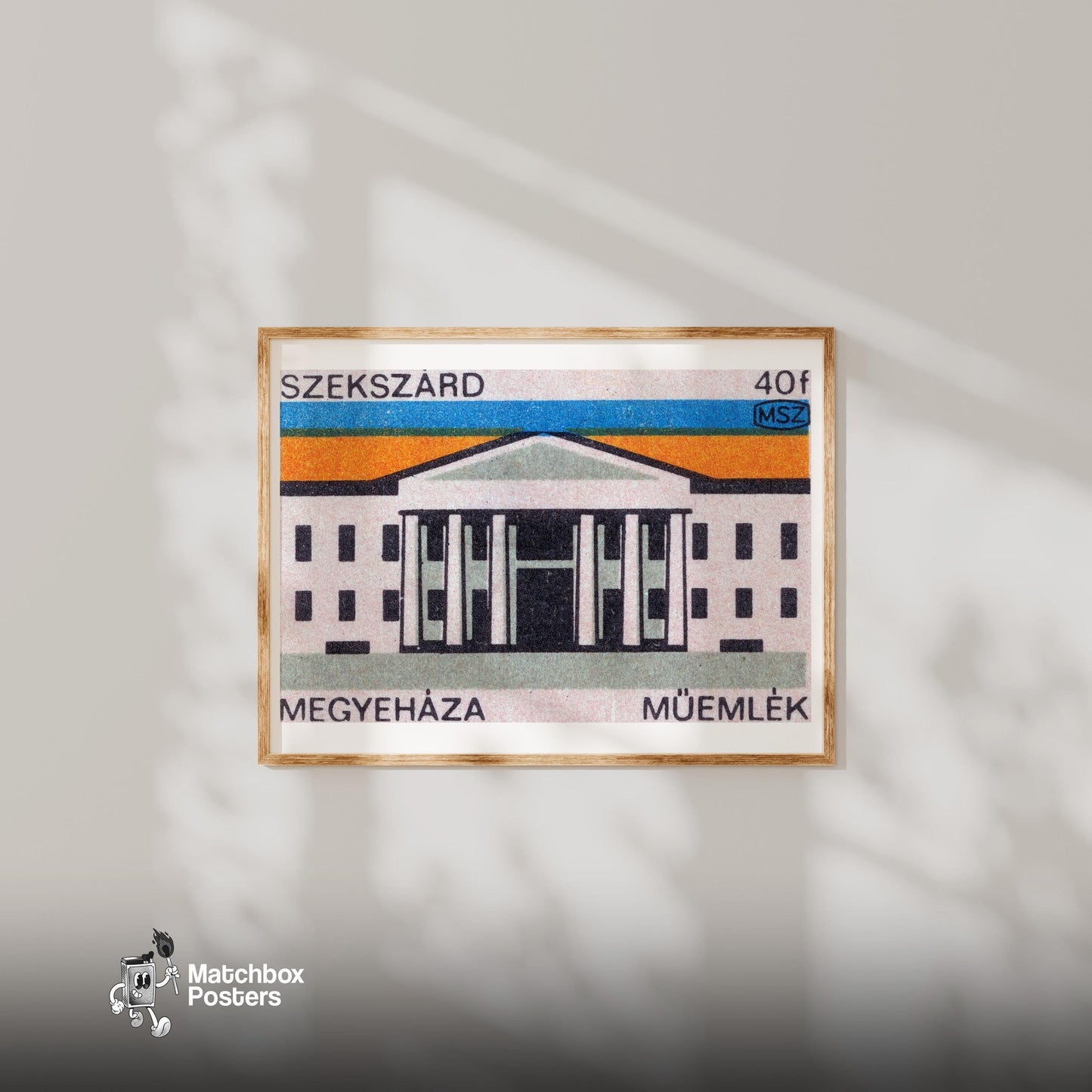 Illustration Of A Government Building - vintage matchbox label print - bedroom mockup