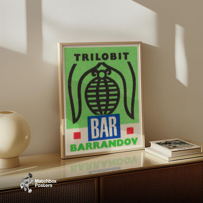 Trilobit Bar - vintage matchbox label print - size comparison