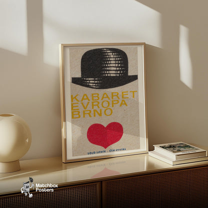 Bowler Hat with Heart - vintage matchbox label print - size comparison
