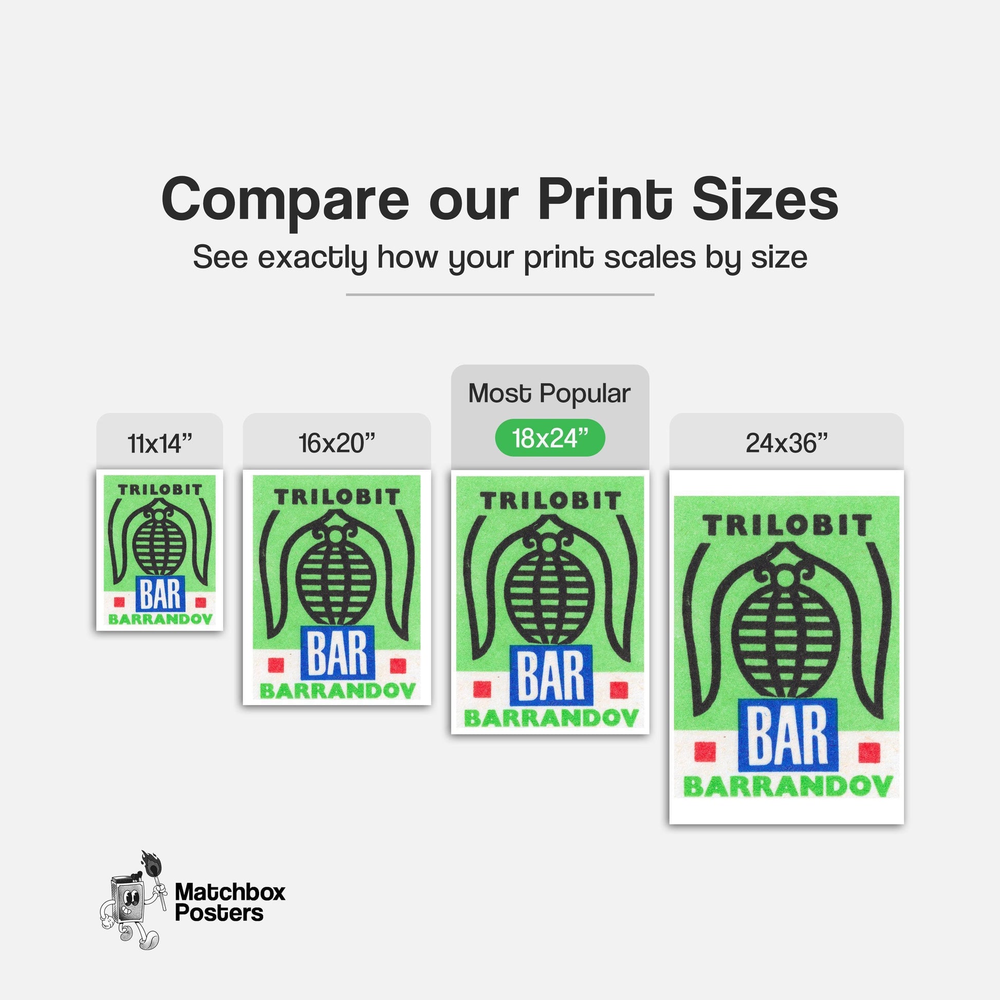 Trilobit Bar - vintage matchbox label print - gallery wall preview