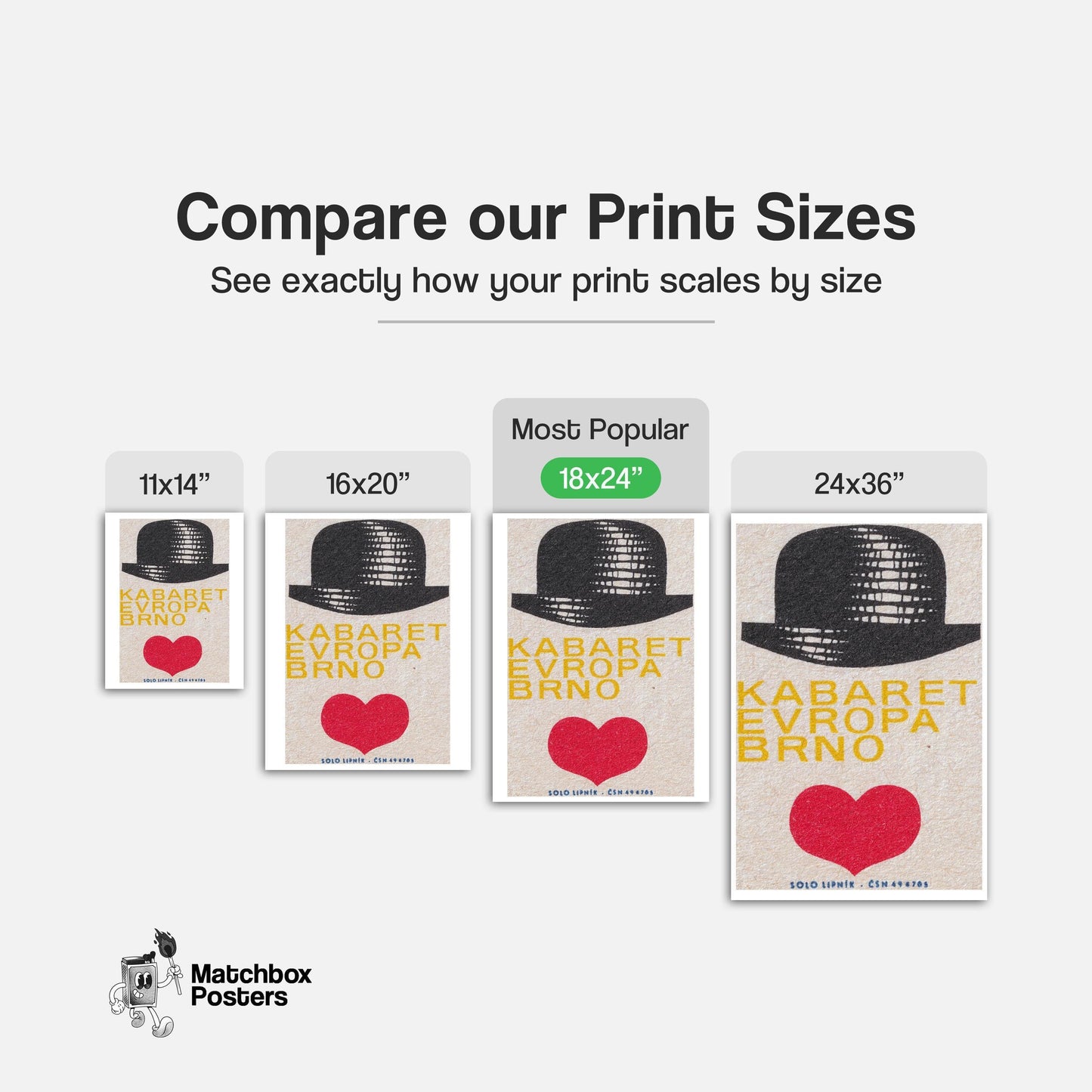 Bowler Hat with Heart - vintage matchbox label print - gallery wall preview