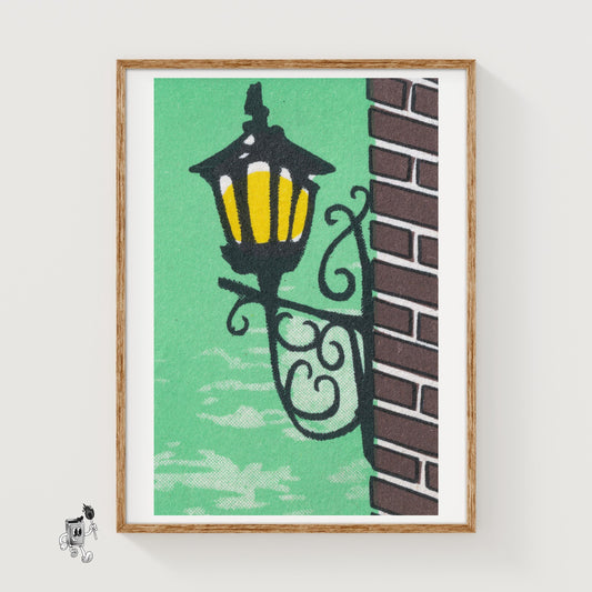 Street Light - vintage matchbox label print