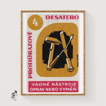 Replace Broken Tools! - vintage matchbox label print